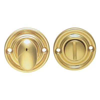 Reeded Design Thumbturn Lock And Release Handle 42mm Dia Polished Brass