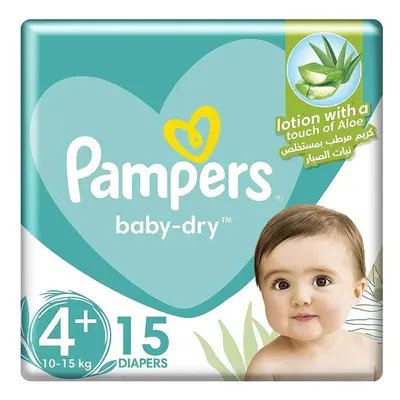 Pampers Baby-Dry Diapers With Aloe Vera Lotion & Leakage Protection, Size 4+, For kg Baby, Pack 