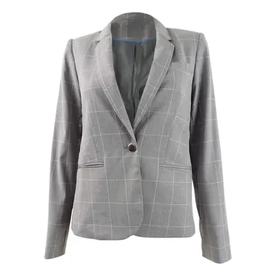 Calvin Klein Women's Windowpane-Print Blazer (8 Tin Multi)