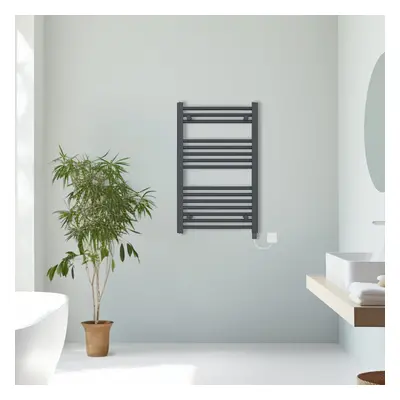 (Anthracite, 800x500mm) Prefilled Electric Straight Heated Towel Rail Radiator Ladder Warmer