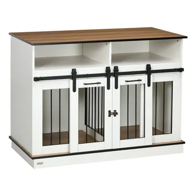 PawHut Dog Crate Furniture for Small and Large Dogs with Movable Divider, White