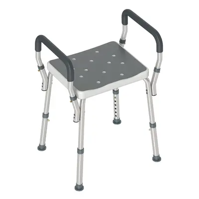 HOMCOM Rust-Free Aluminium Bath Chair with Adjustable Height, Grey