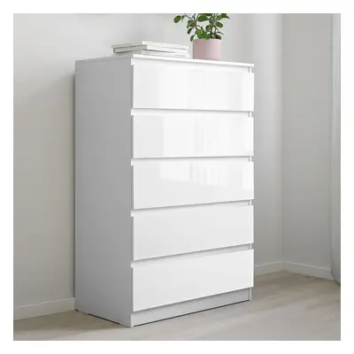 (White) High Gloss Chest of Drawers Bedside Table Cabinet Drawer Bedroom Furniture