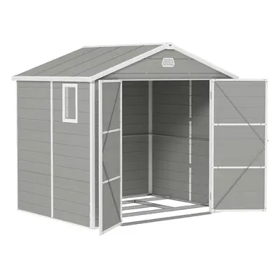 Outsunny x 6ft Garden Shed Storage w/ Foundation Kit, Vents, Light Grey