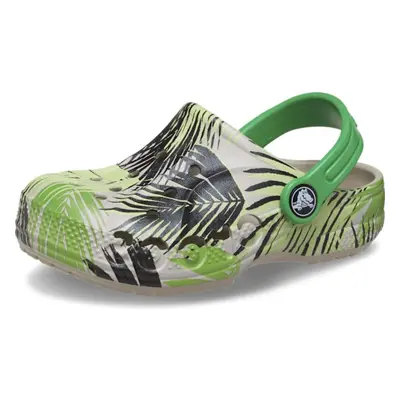 Crocs Unisex-Child Kids' Baya Graphic Clog Cobblestone/Tropical Green M US Toddler