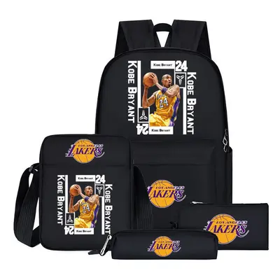 (9, pcs) NBA Lakers Logo School Bag Pcs School Bag Lunch Bag Pencil Case Set Children's Gift