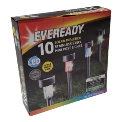 Eveready Stainless Steel LED Mini Post Lights Solar Powered