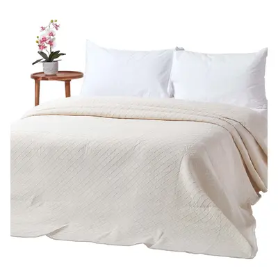 (Cream, x cm) Cotton Contemporary Diamond Pattern MatelassÃ© Bedspread