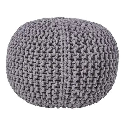 (Grey) Knitted Cotton Pouffe Footstool Round x cm