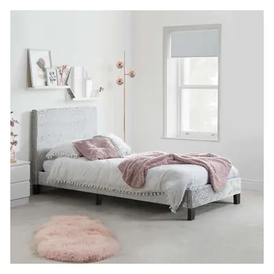 Single Bed Frame & Mattress Silver Velvet Fabric Birlea Sleepsoul Paris 3FT