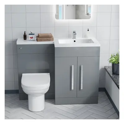 Aric 1100mm RH Bathroom Basin Combination Vanity Unit - Eslo Back To Wall Toilet