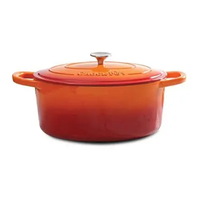 Crock Pot Artisan Quart Enameled Cast Iron Dutch Oven, Sunset Orange