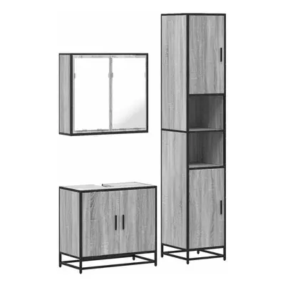 (grey sonoma) vidaXL Piece Bathroom Furniture Set Sonoma Oak Engineered Wood