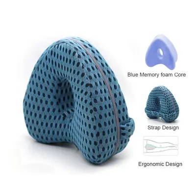 (Grid Blue) Orthopedic knee pillow for Hip Pain Sciatica Memory Cushion Sleeping Support