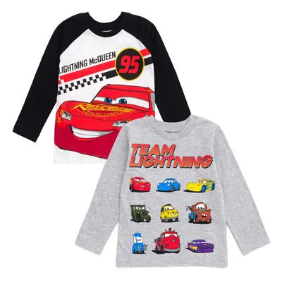 Disney Pixar Cars Lightning McQueen Tow Mater Toddler Boys Pack Long Sleeve TShirts WhiteGray 3T