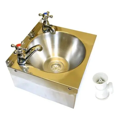 SQUIDÂ® SINK with CROSS TAPS Stainless Steel HAND WASH BASIN Waste, Plug & Trap