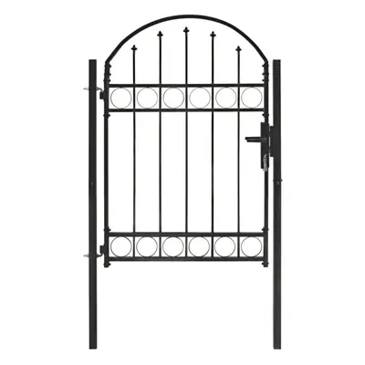 vidaXL Fence Gate with Arched Top Steel 100x125cm Black Outdoor Garden Door