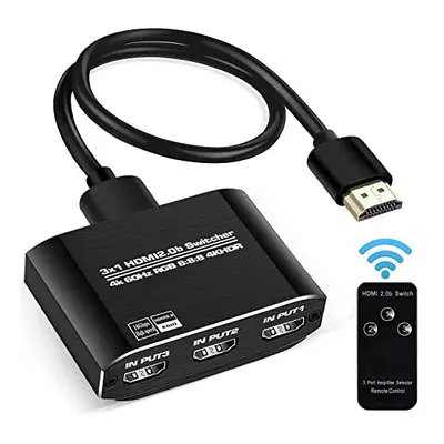 4K@60HZ HDMI Switch with Remote, Aluminum 4K HDMI Switch in out, HDMI Switcher Support 4K@60Hz, 