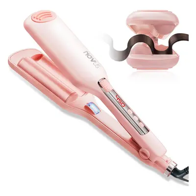 Curling Iron Anti-burn Curling Iron, 2-barrel Ionic Wave Curling Iron for Women, 1.1 inch/28 mm 