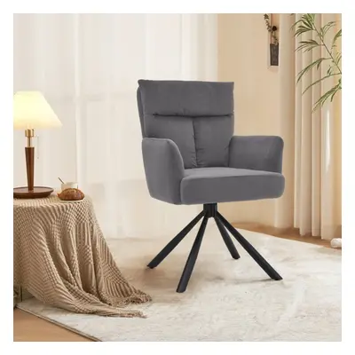 (Grey) Frosted Velvet Upholstered Swivel Accent Armchair