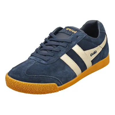 (7) Gola Harrier Mirror Womens Classic Trainers in Navy Gold