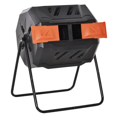 Outsunny 160L Outdoor Tumbling Compost Bin with Dual Chamber, Orange