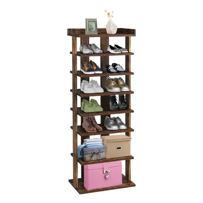 (Brown) 7-Tier Shoe Shelf Tall Shoe Rack, Shoe Storage