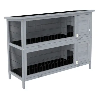 PawHut Inch Large Rabbit Hutch Guinea Pig Hutches with Sliding Trays Outdoor