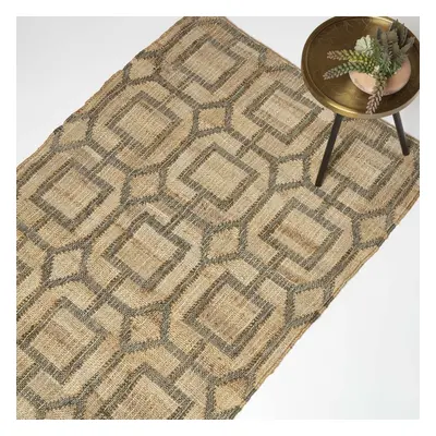 (160 x cm) Tiran Brown Geometric Handwoven Jute Rug