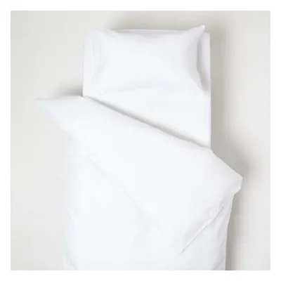 (White) Linen Cot Bed Duvet Cover with Pillowcase x cm