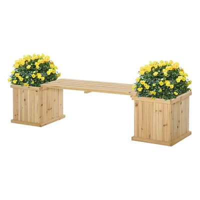 Outsunny Wooden Garden Planter & Bench Combination Garden Raised Bed Natural