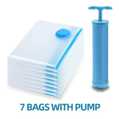 (80x100CM, 7PCS WITH PUMP) Vacuum Storage Bags For Clothes Pillows Bedding Waterproof Storage Ba