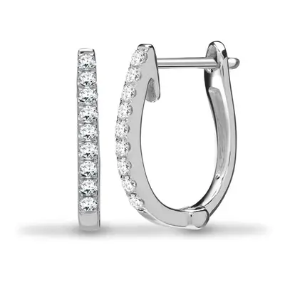 Jewelco London Solid 18ct White Gold Pave Set Round G SI1 0.22ct Diamond Eternity Oval Huggie Ho