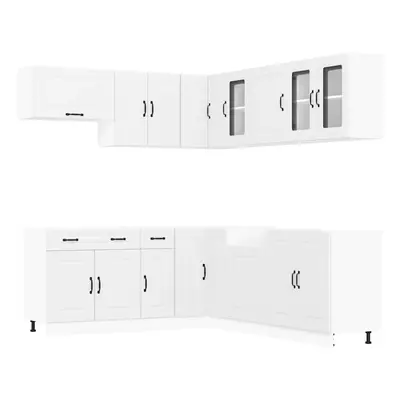 (white) vidaXL Piece Kitchen Cabinet Set Kalmar Concrete Grey Engineered Wood