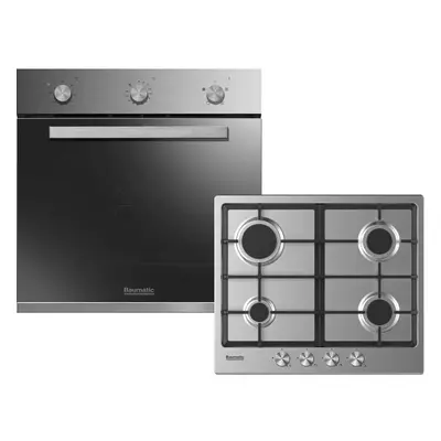 Baumatic BGPK600X Built In Electric Single Oven and Gas Hob Pack - Stainless Steel