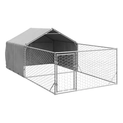 vidaXL Outdoor Dog Kennel with Run 5x2x1.5 m Galvanised Steel outdoor dog cage