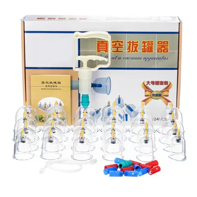 24 Cups Vacuum Cupping Set Massage Acupuncture Kit Suction Massager Pain Relief