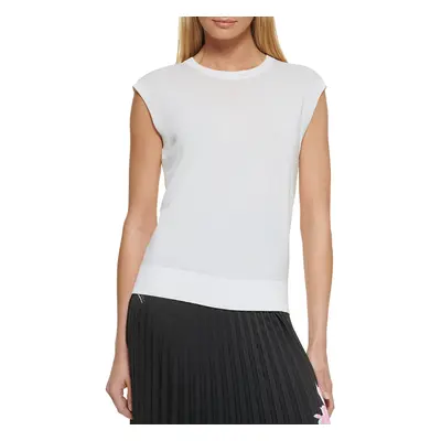 DKNY Women's Sleeveless Lightweight Crew Neck Sweaters Ivory