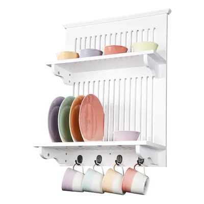 (White) Large capacity, convenient and practical, sturdy and durable, kitchen plate rack wall mo