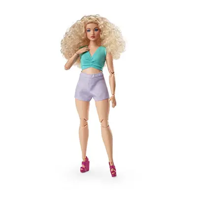 Barbie Looks Doll with Curly Blonde Hair Dressed in Ruched Crop Top &