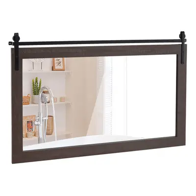 Farmhouse Bathroom Wall Mounted Mirror Explosion-proof Mirror-Walnut