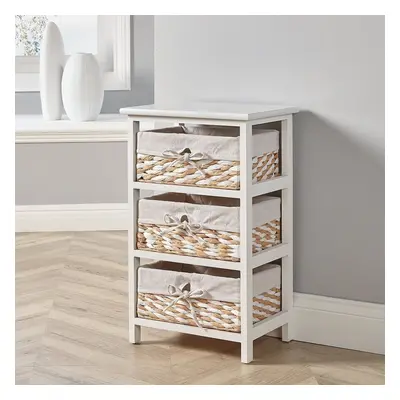 Norfolk Drawer Basket Storage Chest Unit White Fully Assembled