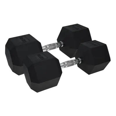 Urban Fitness PRO Hex Dumbbell - Rubber Coated (Pair) - x 12.5kg - Black