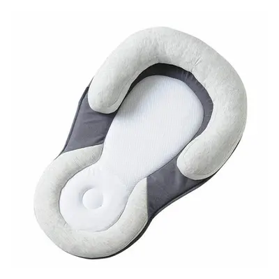 (Grey) Infant Newborn Baby Anti Roll Pillow Cushion Prevent Flat Head Sleep Support