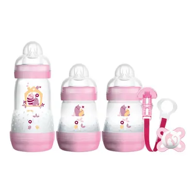 MAM Welcome to The World Set includes Bottles, Soother and Clip (Pink)