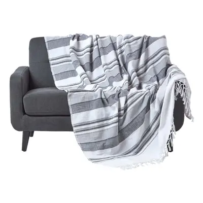 (255 x cm, Monochrome) Cotton Morocco Striped Throw