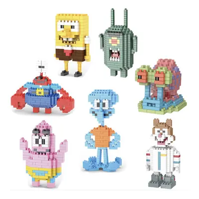 7pcs/set Building Blocks SpongeBob SquarePants Kids Figure Toy Bricks