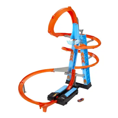 Hot Wheels Toy Car Track Set Sky Crash Tower More Than 2.5-ft Tall Includes 1:64 Scale Vehicle &