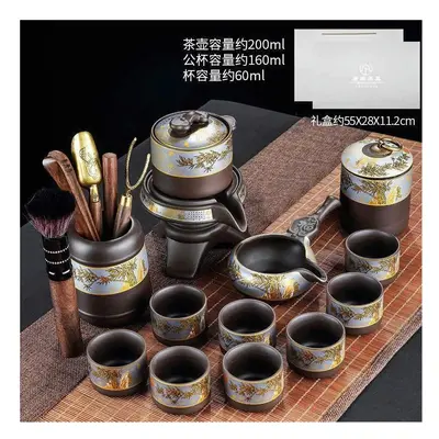 ((Gift box) Purple Sand Bamboo Charm Automatic Head+Pin Sheng 198) New Kung Fu Tea Cup Household