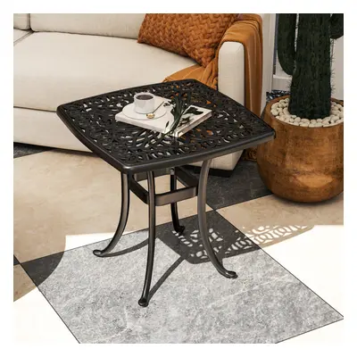 Outsunny x 54cm Aluminium Outdoor Garden Side Table w/ Umbrella Hole, Black